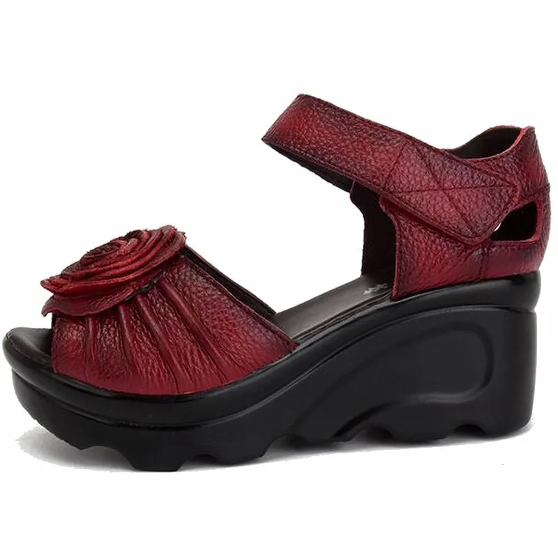 HOVINGE Genuine Leather Women Shoes Sandals Wedges Handmade Platform Sandal | Обувь