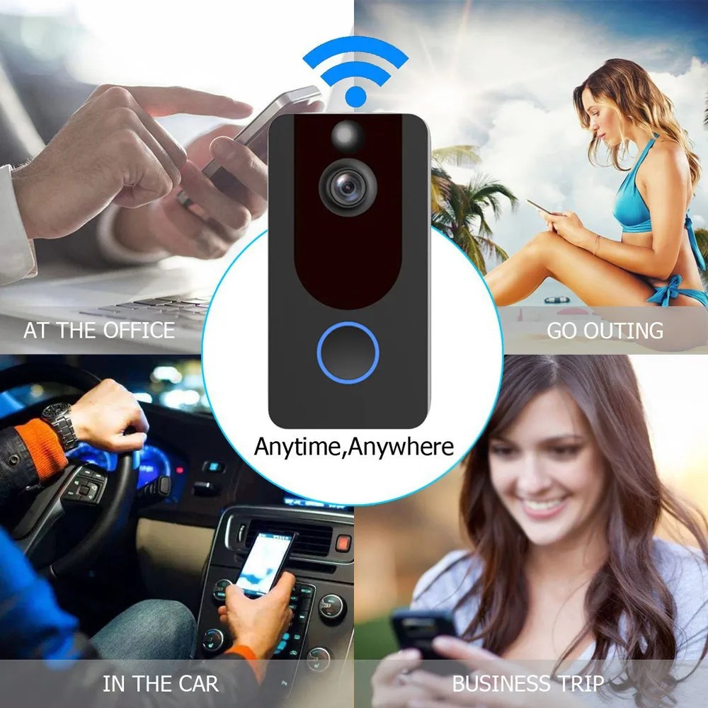 WiFi умный беспроводной дверной звонок безопасности HD 1080P визуальный домофон