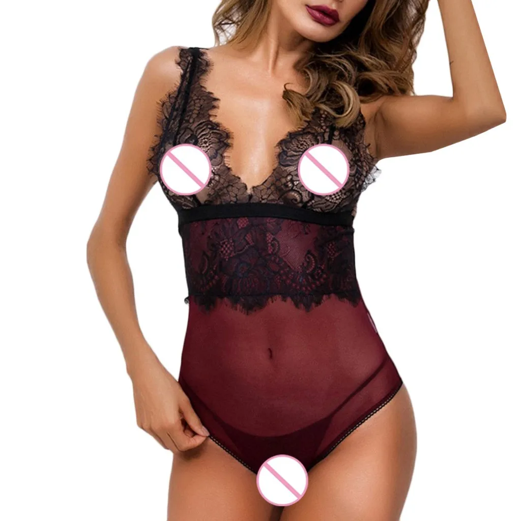 Стринги новые женские сексуальные ресницы кружева Sheer Splice Teddy боди с открытой спиной нижнее белье Эротический Косплей Костюм lenceria