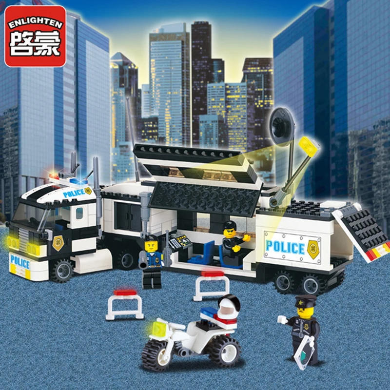 ENLIGHTEN 325 шт серия полиции строительные блоки для грузовиков наборы Playmobil