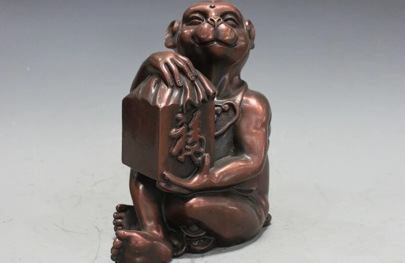 Китайская Красная бронзовая медная домашняя статуя фэн шуй притягивает