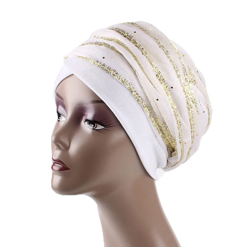 2018 модная роскошная женская Золотая шелковая сетка головной убор нигерийский