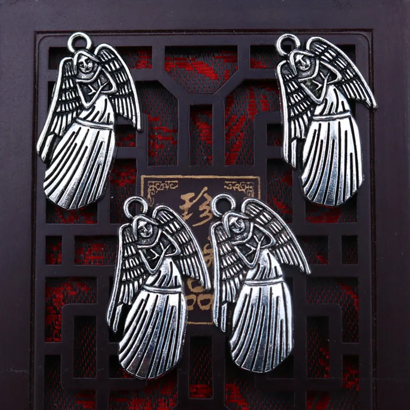 WKOUD 10 шт посеребренные металлические Happy Angel Браслеты с подвесками винтажное