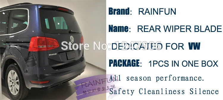 Задняя щетка стеклоочистителя RAINFUN 14V для VOLKSWAGEN POLO 9N(01-05), 1" плоская специальная задняя щетка стеклоочистителя для VW POLO 9N(01-05