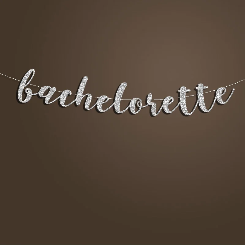 Золотой/Серебряный Блестящий курсивный баннер с буквенным принтом Свадебный