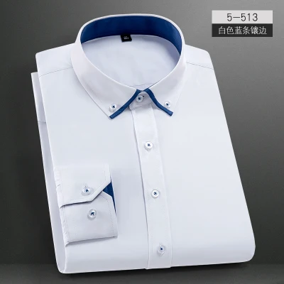 picture color FAISIENS Мужская рубашка размера плюс 8xl 9xl 10xl 12xl 14xl осень лето синий длинный рукав бизнес большой размер Модная Рабочая Рубашка - Цвет: picture color