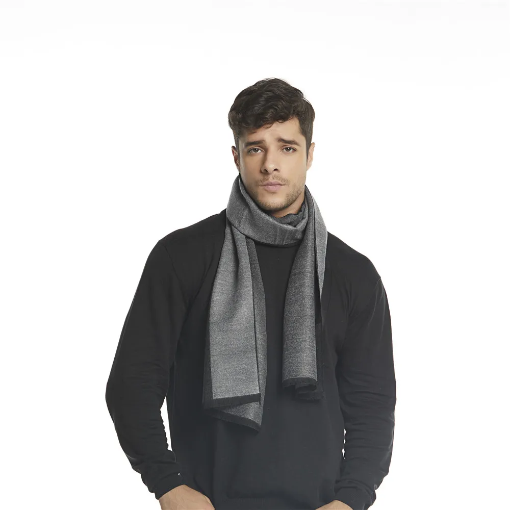 Jinjin.QC Men Scarf Winter Fashion Pashmina Cashmere Patchwork Shawls and Wraps Black Scarves Navy Bule Gray |