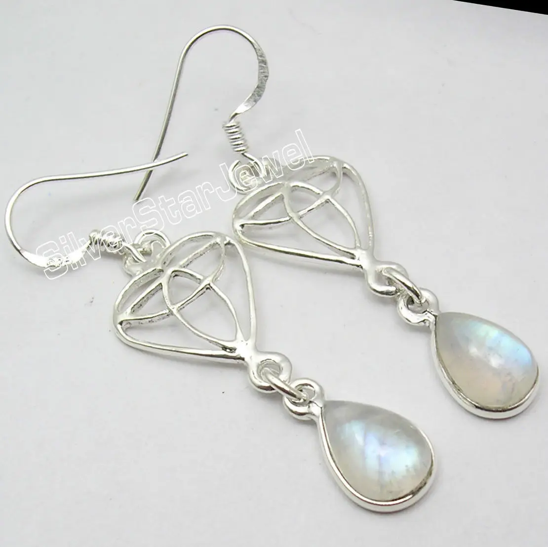Красивые серьги подвески с радужным лунным камнем 4 7 см|dangle earrings|earrings danglesilver earrings