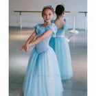 Длинное балетное платье Золушки для девочек, танцевальный костюм ручной работы, C94