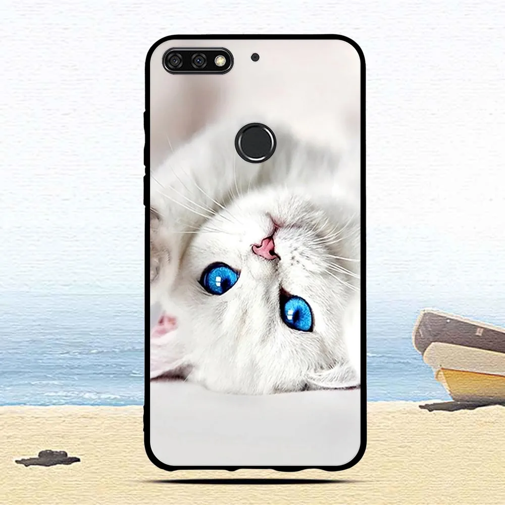 Phone For Huawei Y7 2018Case Silicone Back Protective Funda for Prime 2018 Case Black Matte Soft Pro Cover |