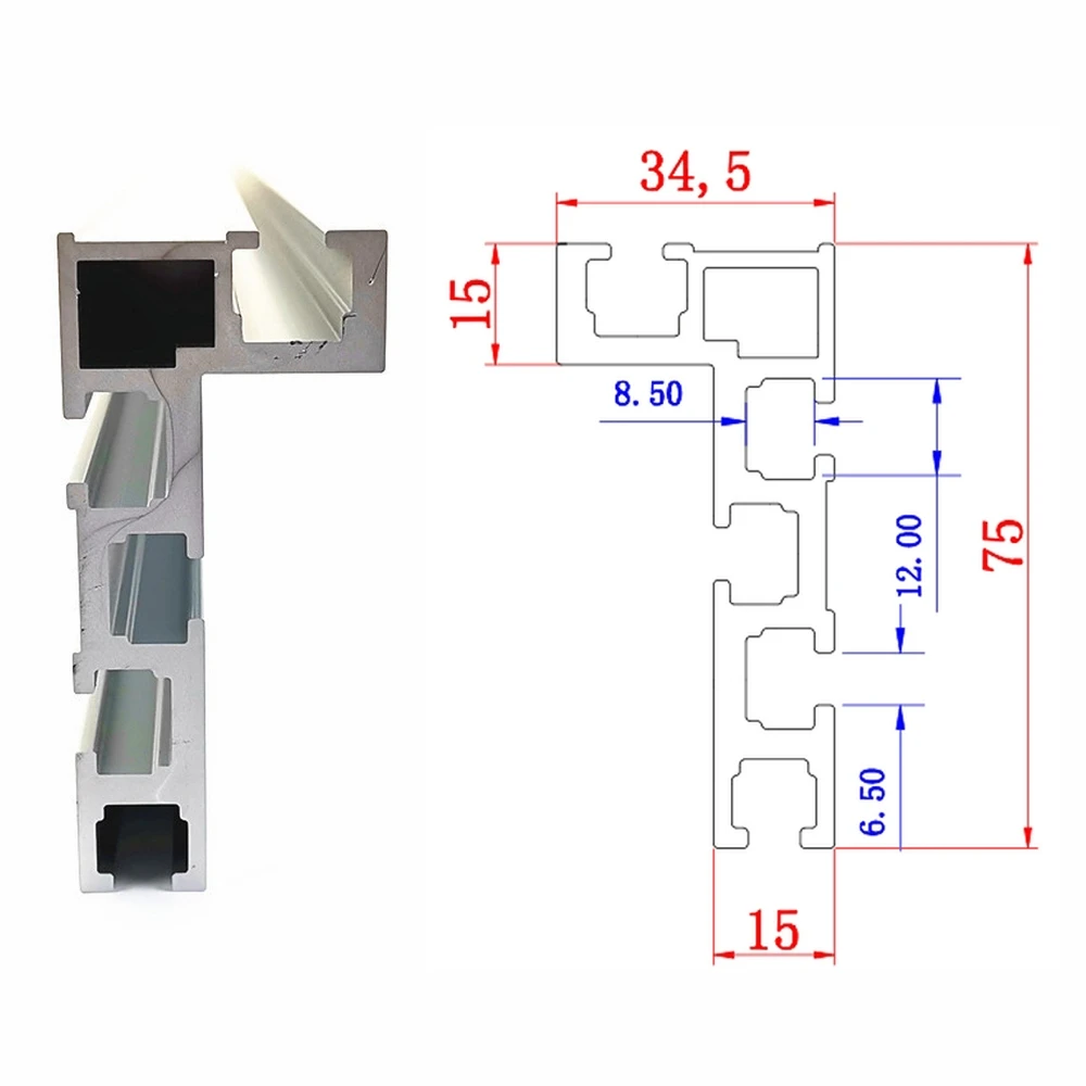 

75mm height with T-tracks 600MM Aluminium Alloy Miter Bar Slider Table Saw Miter 75 Type Gauge Rod with Scale Woodworking Tool