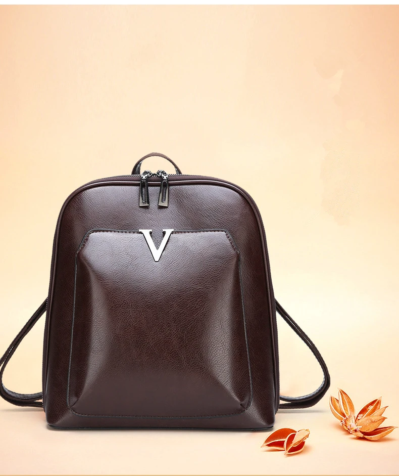 

High Quality Leather Women Bagpack Fashion Retro Rucksack for Girls Leisure Tote Backpacks Multifunction Shoulder Bags Female