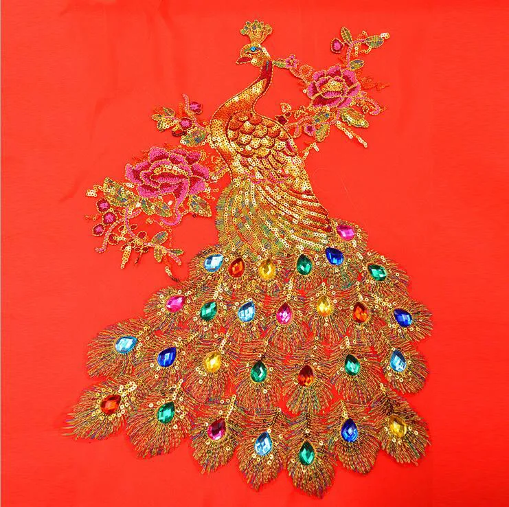 2017 винтажные золотые патчи с вышивкой в виде феникса цветные со стразами для