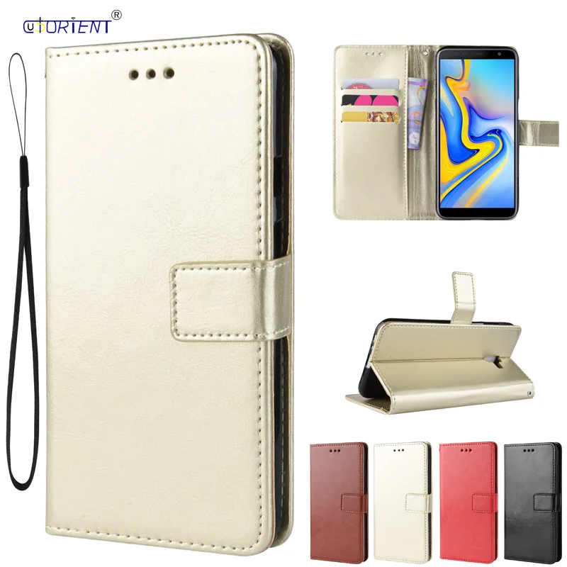 Чехол книжка из кожи для Samsung Galaxy J6 Plus + мягкий чехол бумажник телефона SM J610FN/DS J610F/DS