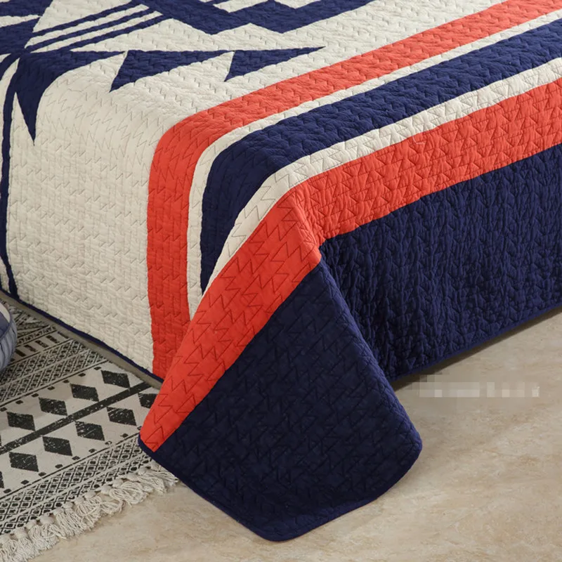 100% хлопок 3 шт. синий оранжевый лоскутное стеганое покрывало для