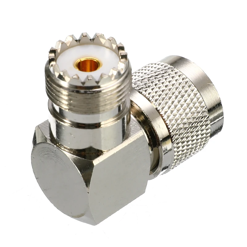UHF PL-259 Male Plug to SO-239 Female Right Angle 90 Degree RF Adapter Connector |