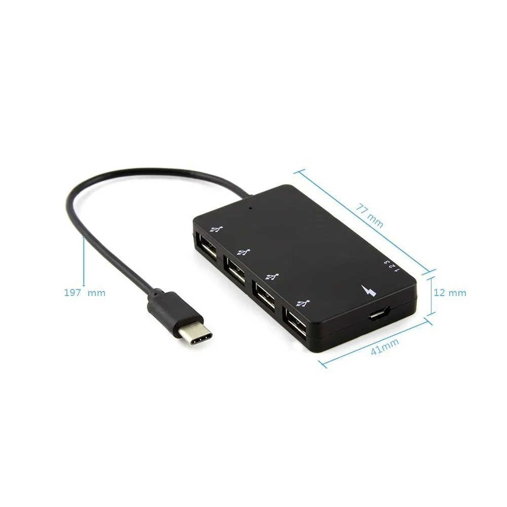 Концентратор type C 4 порта концентратор Высокоскоростной OTG USB hub разветвитель 2 0