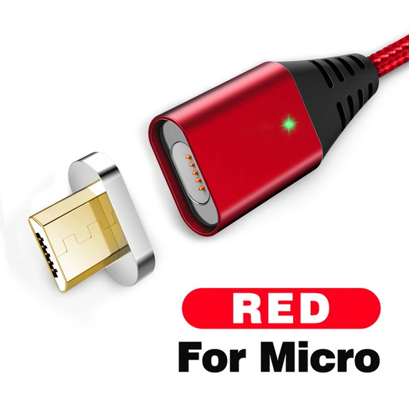 For Micro USB Red GETIHU 2.4A быстрое зарядное устройство 3,0 Магнитный кабель для iPhone XS XR X 7 6 Быстрый Micro usb type C магнит type-C телефонный кабель для samsung - Цвет: For Micro USB Red