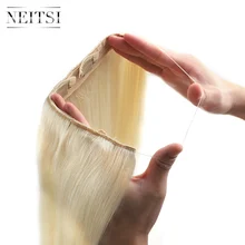 Прямые волосы Neitsi Halo, 20 дюймов, 100 г, Remy, двойные волосы, невидимая проволока, человеческие волосы для наращивания на заколках