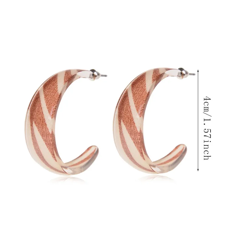 Женские полукруглые серьги кольца Pinksee Винтажные с мраморной уксусной кислотой