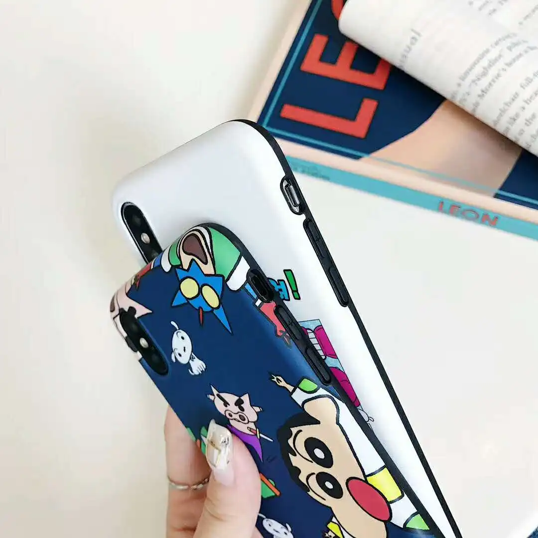Милый матовый чехол для телефона Crayon Shin-chan iphone X XR Xs Max 7 8 6S 6 Plus Childlike черный край