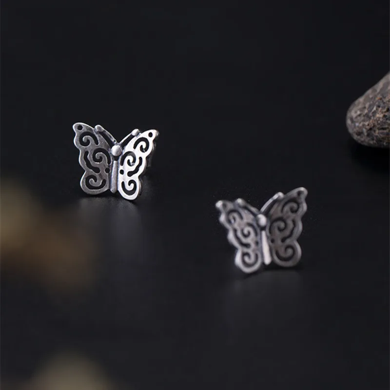 Uglyless Real 925 Sterling Silver Handmade Hollow Butterfly Stud Earrings for Women MINI Butterflies Studs Thai Jewelry | Украшения и