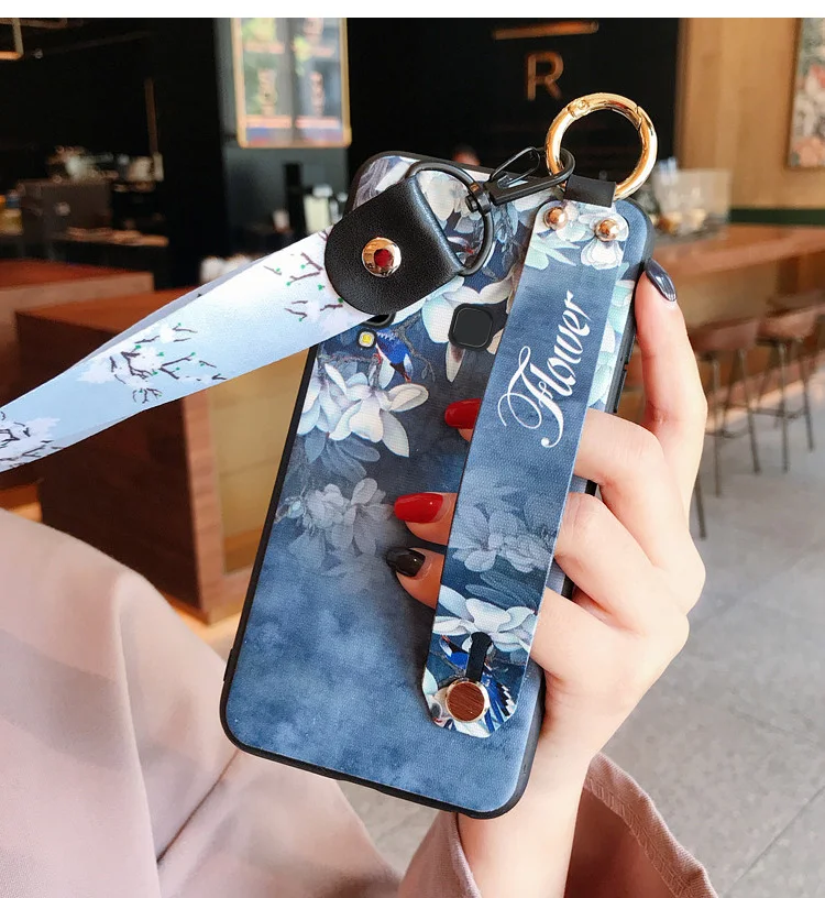 Чехол ALIVO для samsung galaxy A9s, силиконовый чехол с милыми цветами+ ремешок на запястье для galaxy A8s