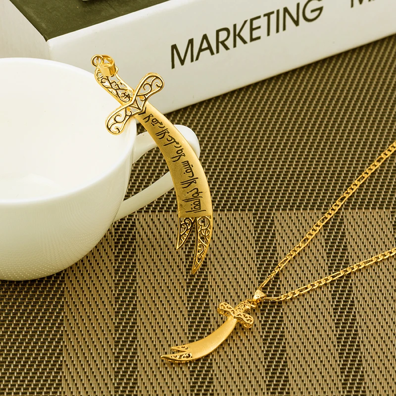 Ожерелье и серьги с цирконием в виде ножа Аллаха Ислам для девочек ювелирные