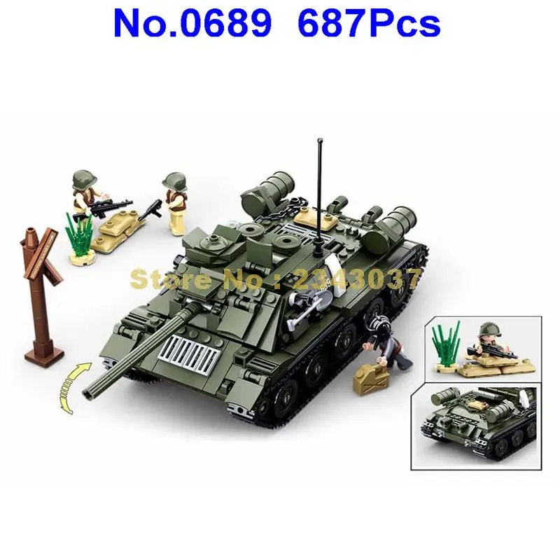Sluban 0689 687 шт. 2in1 Ww2 Второй мировой войны Военный T34/85 2 строительные блоки 3