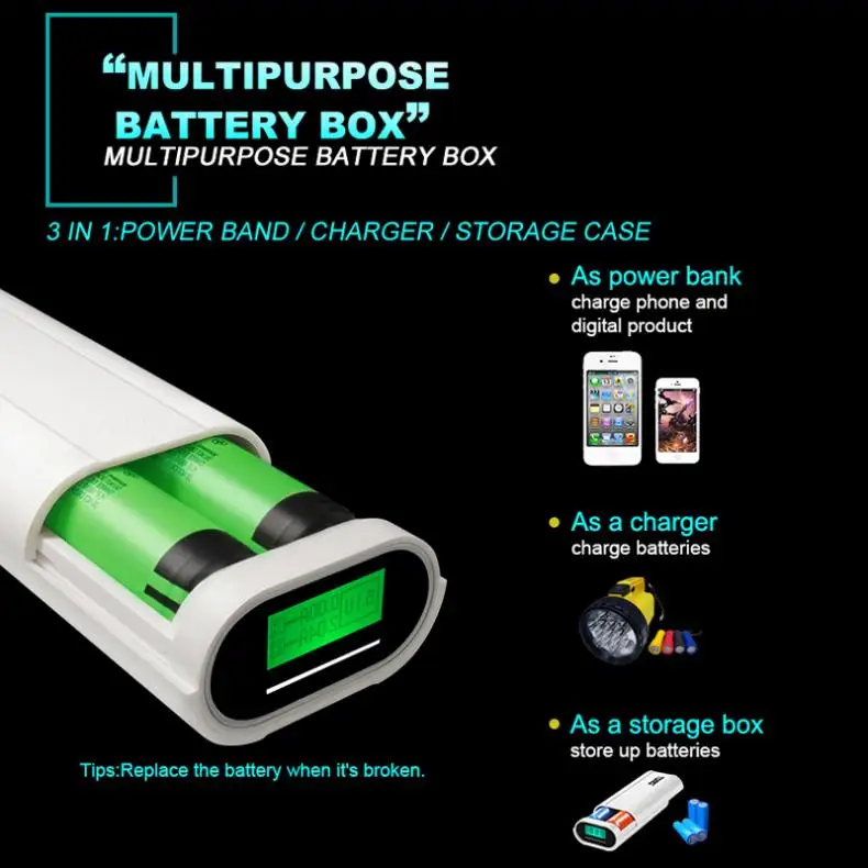 TOMO T2 Dual USB Li Ion интеллектуальное зарядное устройство Портативный ЖК Смарт DIY банк
