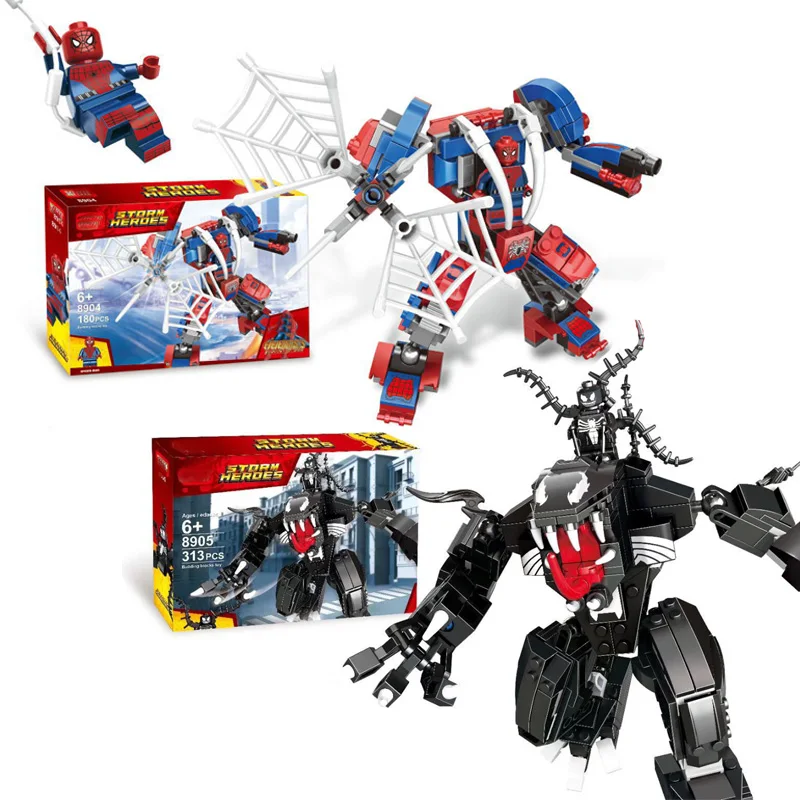 Новые наборы Мстителей Marvel Endgame Человек паук Venom мех строительные блоки игрушки