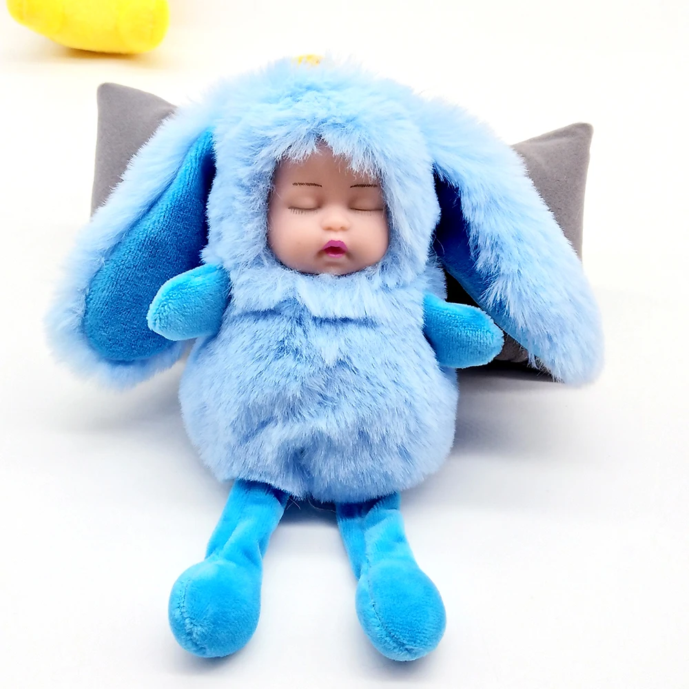light blue ZOBER, большой размер, Спящая кукла, брелок с кроличьими ушками, помпон из искусственного меха, брелок для автомобиля, брелок для женщин, Большое Ухо, держатель для ключей, сумка, ювелирные изделия - Цвет: light blue
