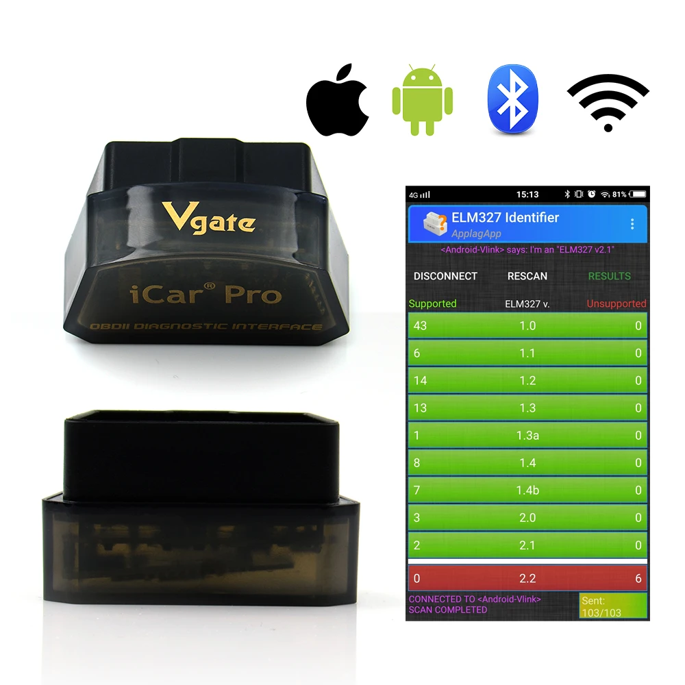 Vgate iCar pro ELM327 Bluetooth 4,0/wifi OBD2 автомобильный диагностический сканер для Android/IOS ELM 327 Программное обеспечение V2.1 диагностический тоже