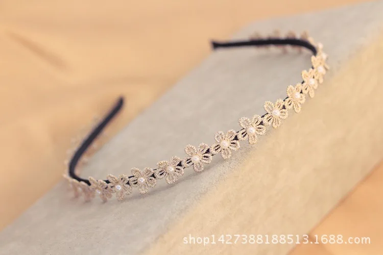 Модная ткань искусство маленький цветок сливы аксессуары для волос ручной работы кружева MS жемчужный обруч для волос повязка на голову