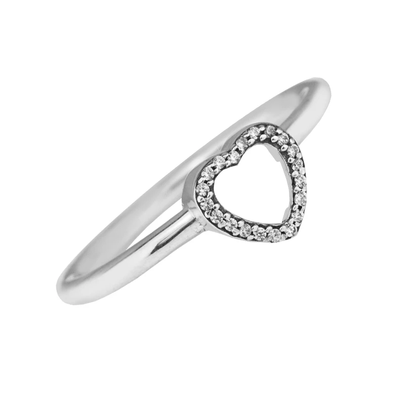 

Puzzle Heart Frame Ring with Clear CZ 100% 925 Sterling-Silver-Jewelry Free Shipping