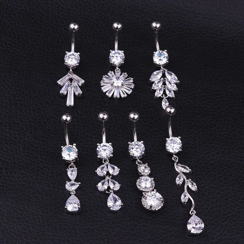 1 шт. из нержавеющей стали Кристалл пупка пирсинг драгоценный камень Nombril живота