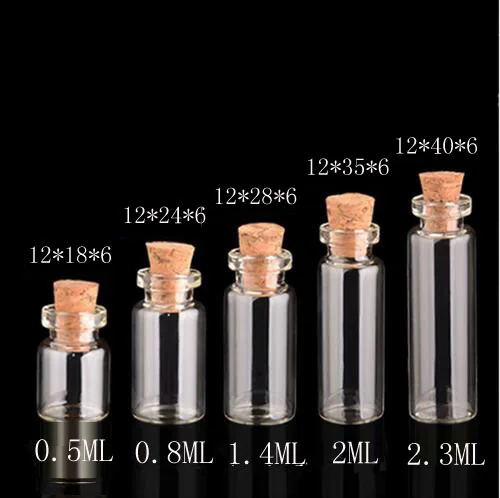 

100pcs Cork Stopper Small bottle test tube Glass wishing Bottle Tiny Glass Jars container Glass Jars Vials for garden Decoration