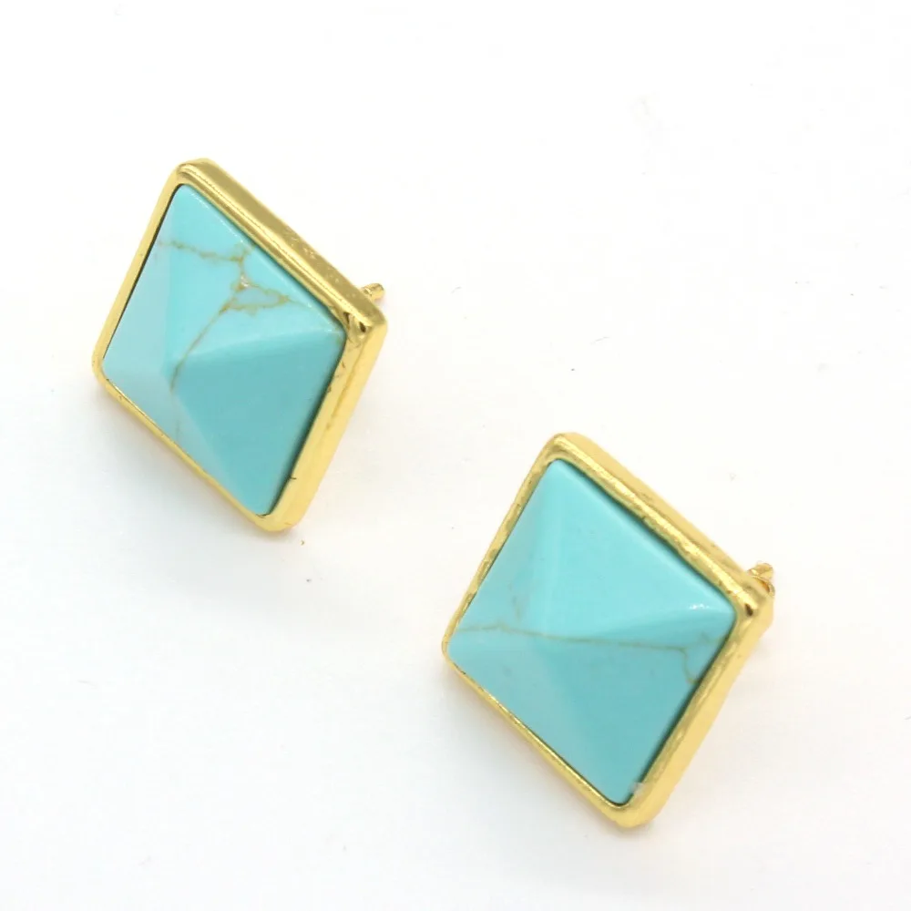 Модные популярные светильник желтые золотые серьги гвоздики в виде квадратной