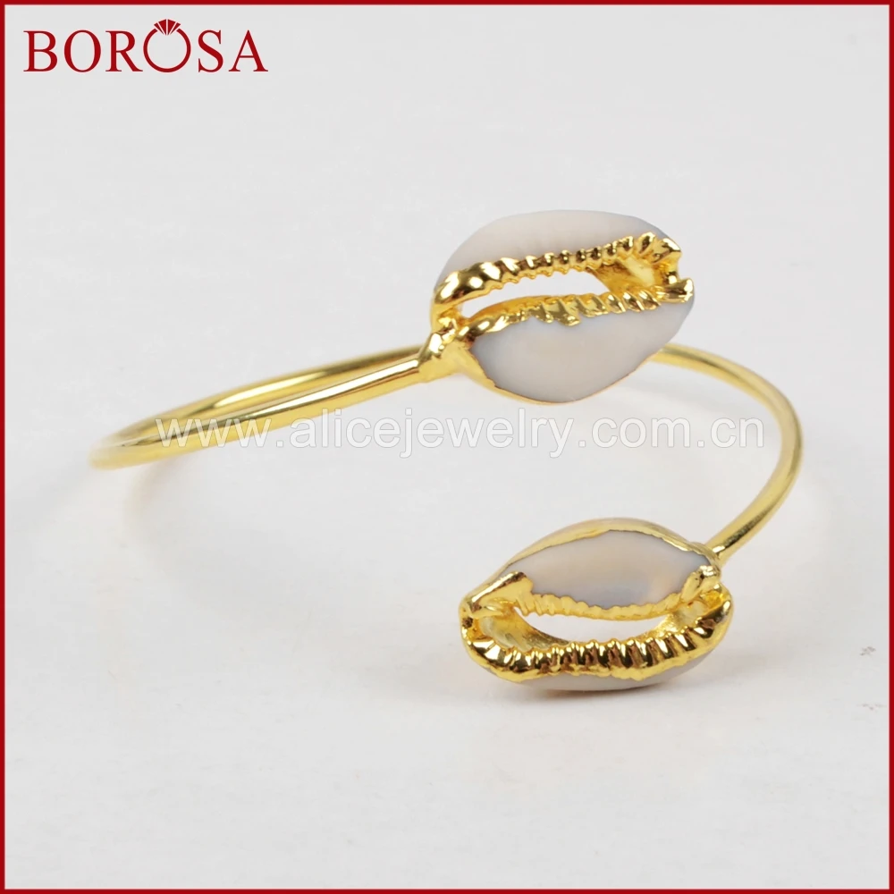 BOROSA 5 шт. золотой цвет натуральная ракушка браслет для женщин мода двойной Cowrie