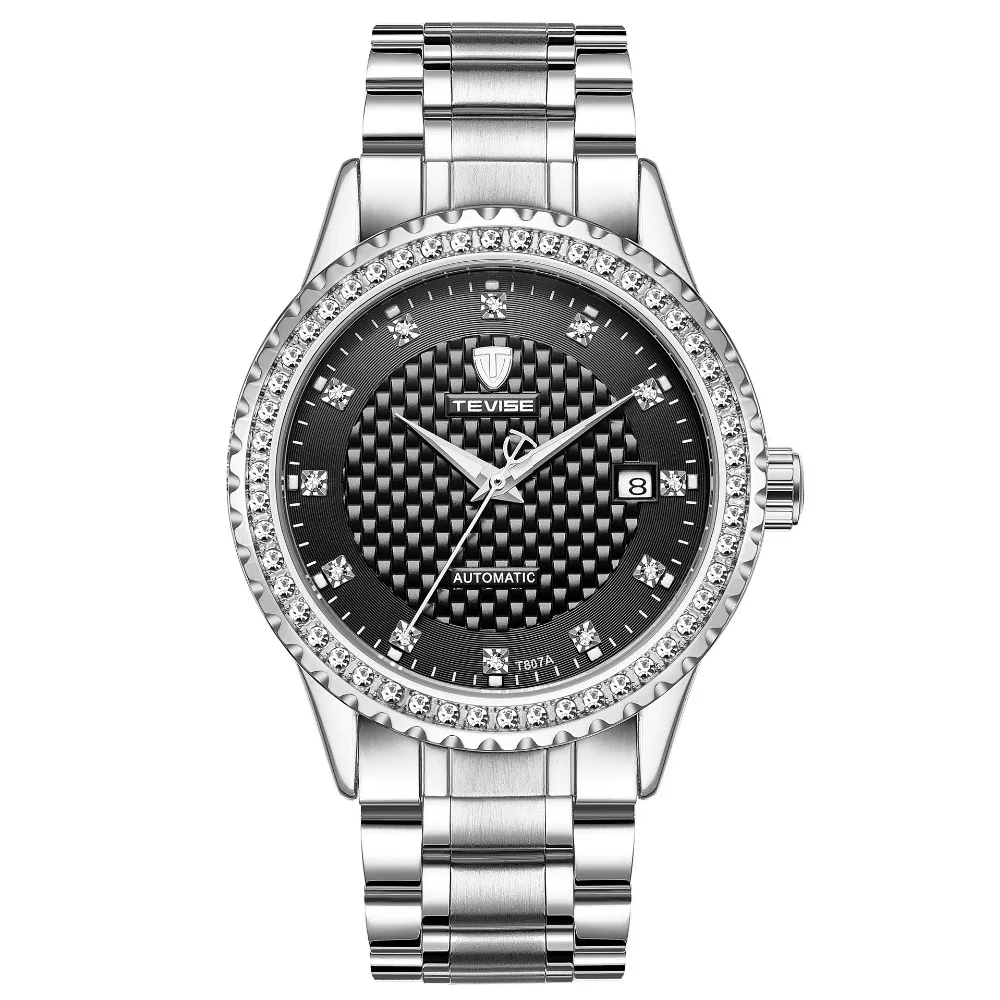 Tevise Брендовые мужские механические часы модные роскошные золотые из нержавеющей