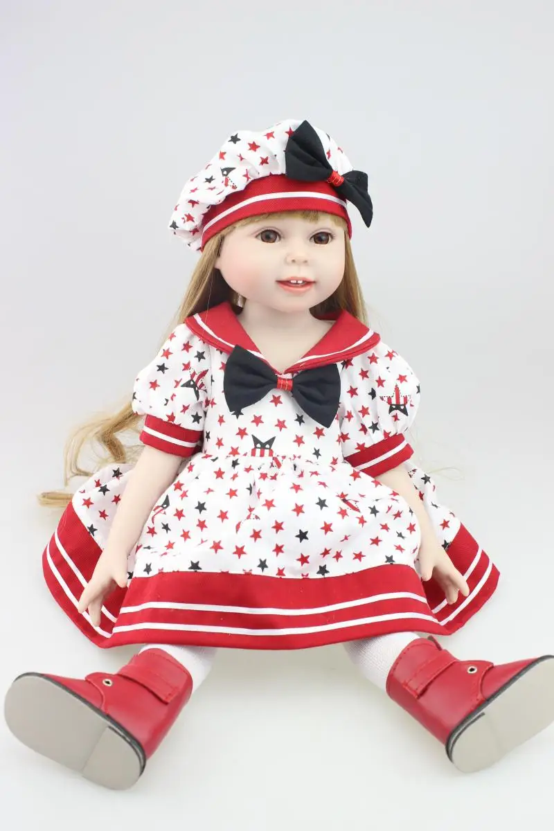 

2018 popular 18inches fashion play doll beautiful Princess doll education toy for children gift 45cm silicone Girl Dolls