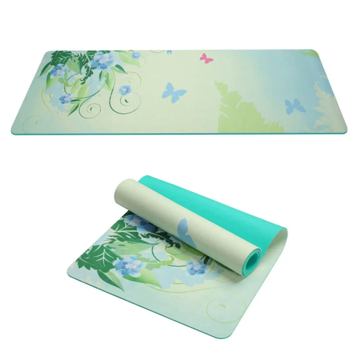 flower butterfly 183*61 см 5 мм ТПЭ Коврик для йоги нескользящий ковер коврик для упражнений спортивный тренажерный зал Пилатес колодки для фитнеса гимнастики коврики - Цвет: flower butterfly