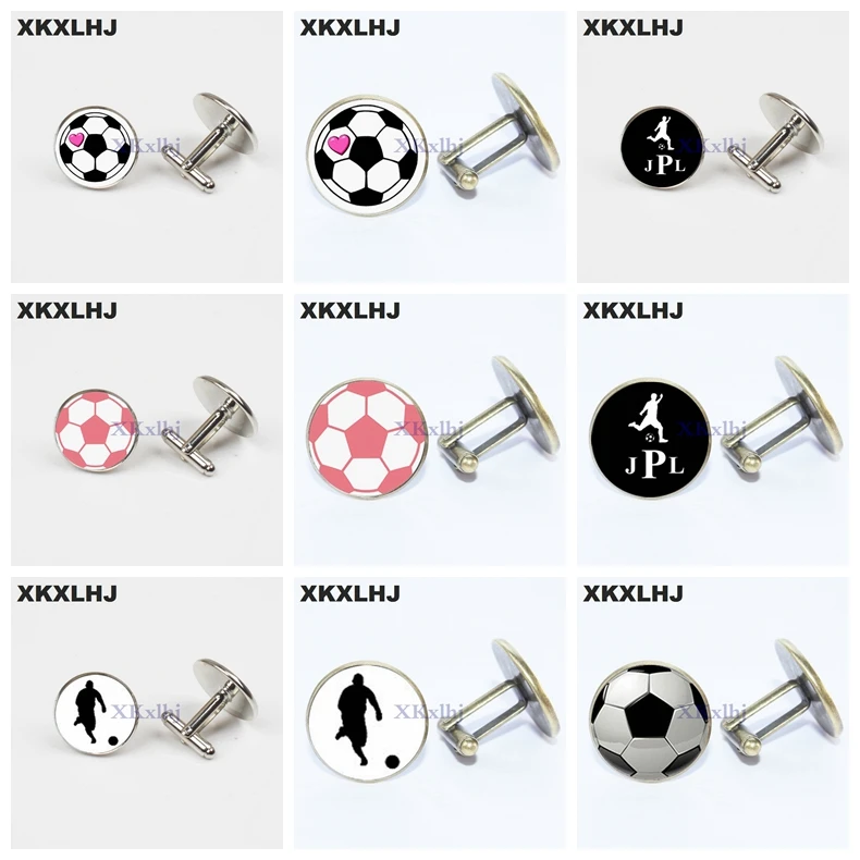 Запонки XKXLHJ 2018 футбольные запонки круглые стеклянные для рубашек Мужские