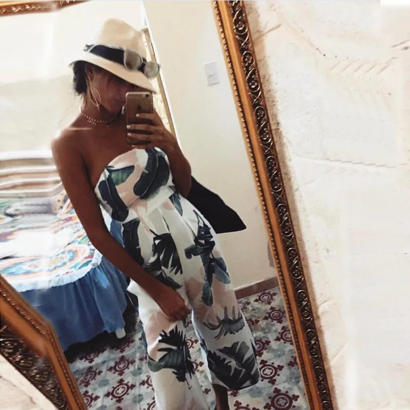 Сексуальная плеча с длинным Комбинезоны для женщин Для Лето 2017 г. ботильоны-Длина