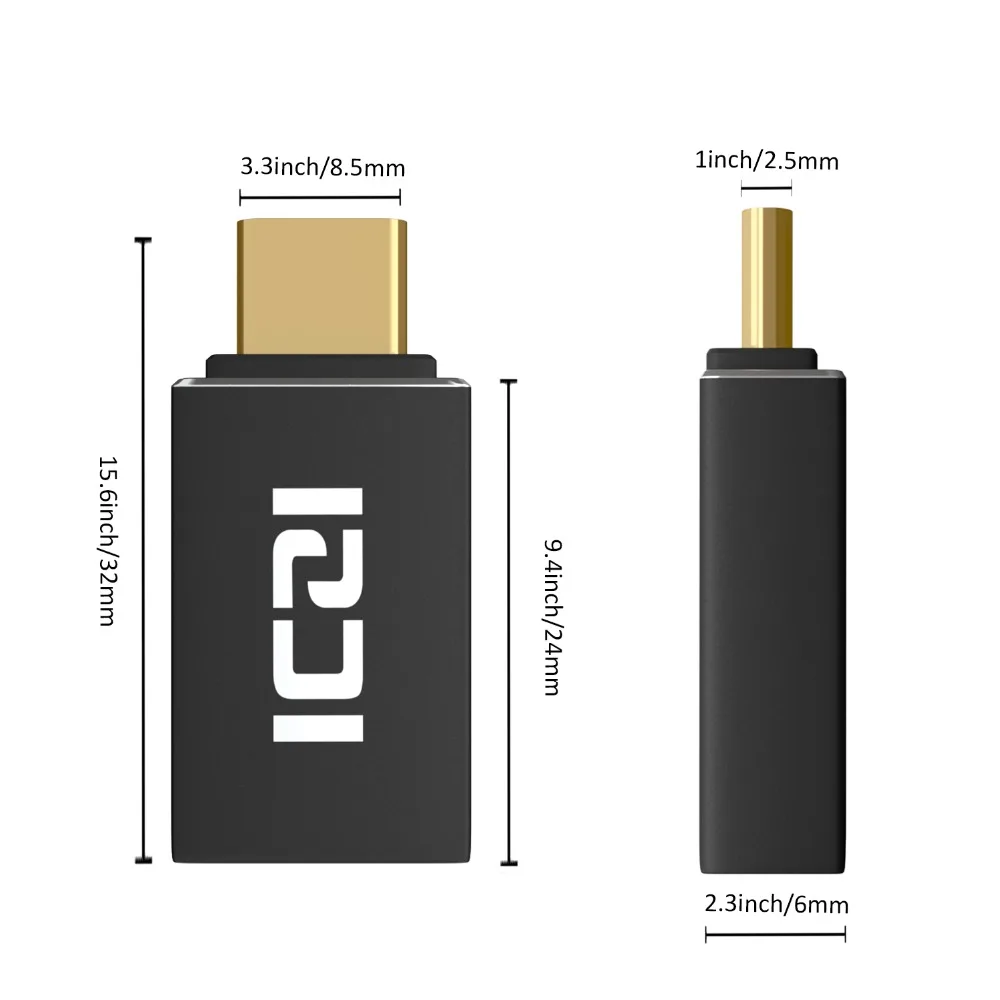 ICZI 3 штуки Тип C папа USB 0 Женский OTG конвертер алюминиевый корпус позолоченный