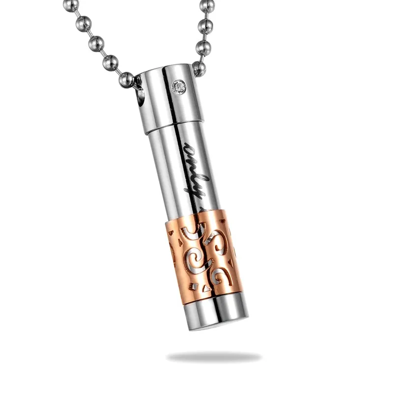 38mmx9mm rose gold Полый из кремации урна ожерелье кулон 316L нержавеющая сталь «только любовь» ожерелье бутылка золы мемориальные украшения - Окраска металла: 38mmx9mm rose gold