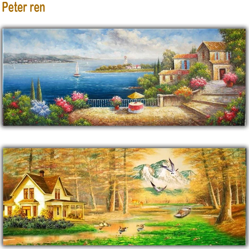 Раскраска бриллиантовой вышивки Питера Рена "Дом на речном пароходе" круглая/квадратная мозаика с ринестонами.