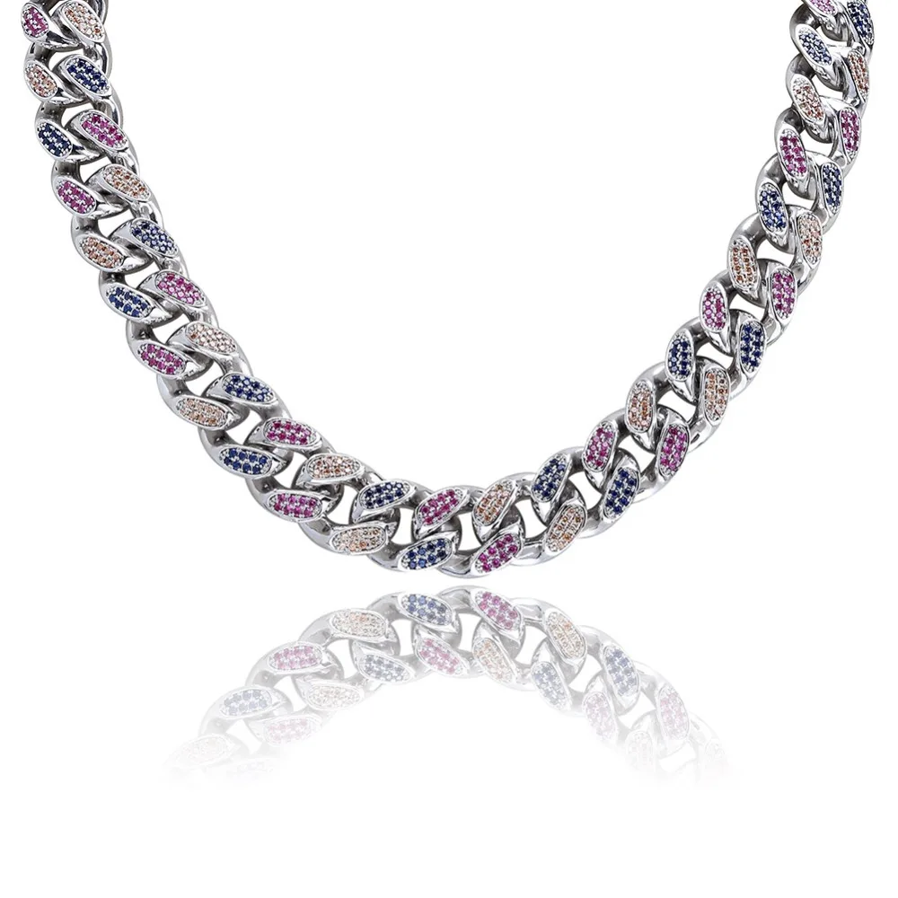 18 мм ширина 4 цвета персонализированные мужские кубинские цепи ожерелье Iced Out Bling AAA+ CZ камни хип хоп Золото Серебро Цвет цепи ювелирные изделия