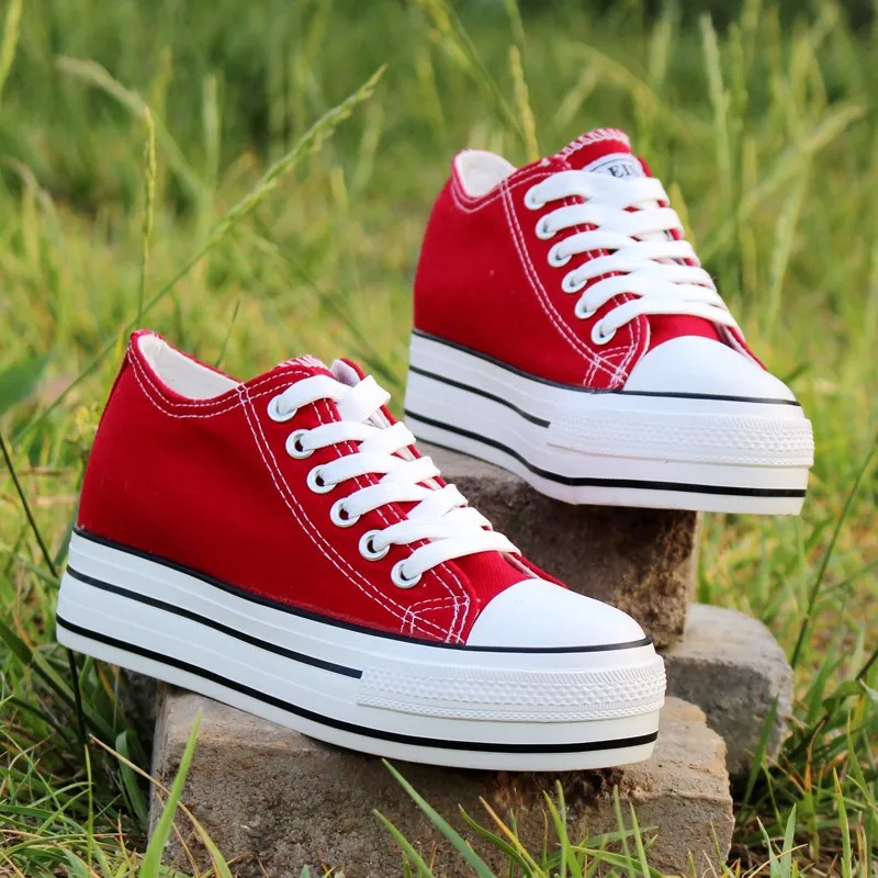 Women Canvas Lace Up Flat Platform Creeper Casual Shoes Round Toe Leisure Students S41 | Обувь