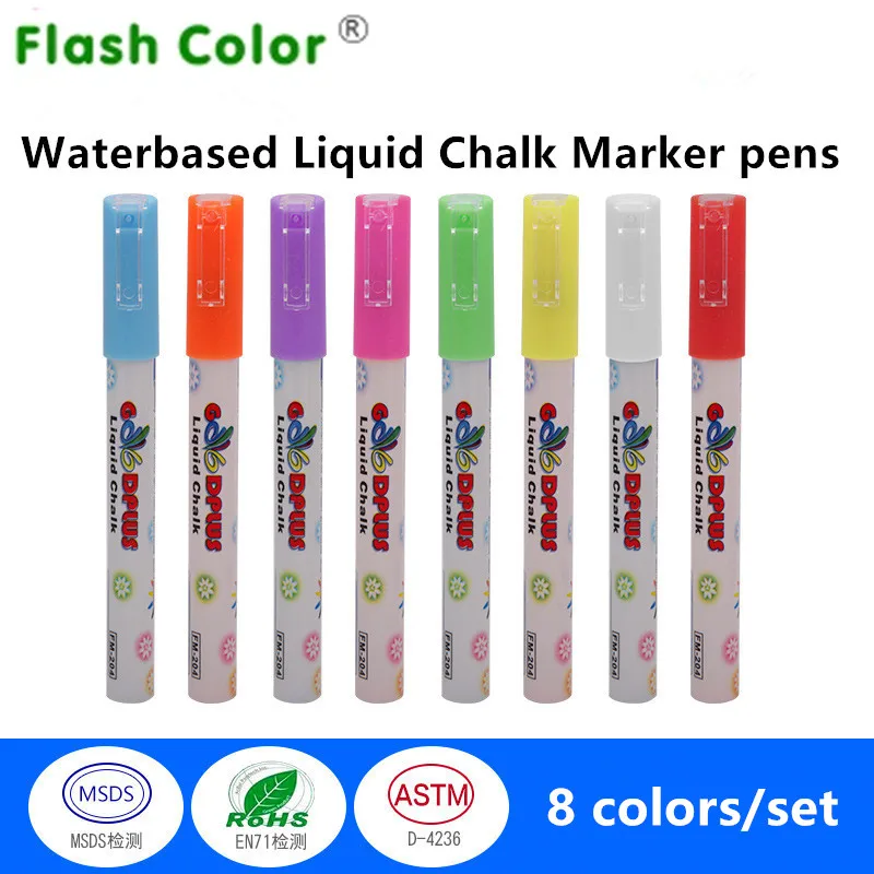 Flashcolor 3mm 80pcs/set 10sets Erasable LED Highlighter Fluorescent Liquid Chalk Marker Pen for LED Writing Board Glass Window